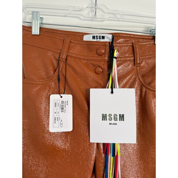 MSGM Vegan Leather Straight Leg Trousers Size XS NWT - Picture 8 of 11
